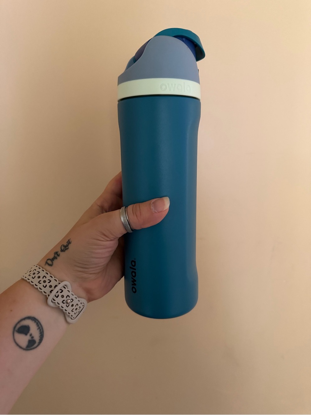Owala Denim Travel Bottle with Flip-Top Lid